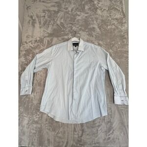 Report Collection Men Slim Fit Performance Stretch Dress Shirt Blue Pattern XL